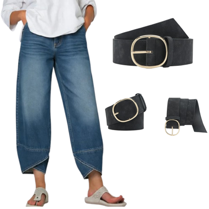 🔥2026 Hot Sale🔥Lässige Damenjeans mit überkreuzten Trägern und weitem Bein für jede Jahreszeit