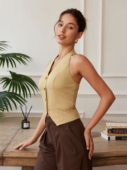 Sense of luxury  Halter Neck Vest Top