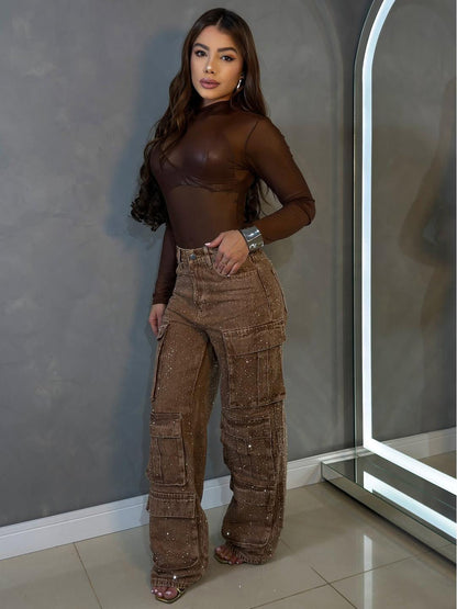 Shine Multi-Pocket Cargo Jeans