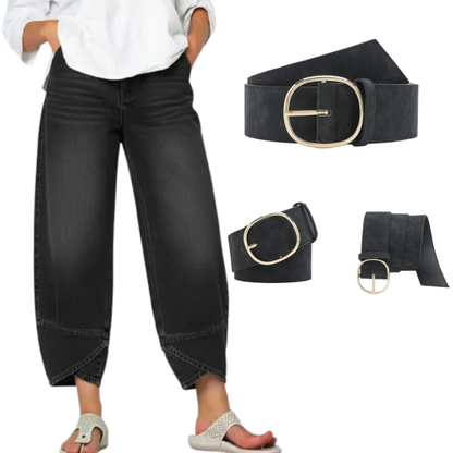 🔥2026 Hot Sale🔥Lässige Damenjeans mit überkreuzten Trägern und weitem Bein für jede Jahreszeit