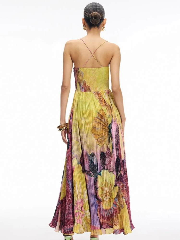 Kiara Multicolored Ikat Print Maxi Dress