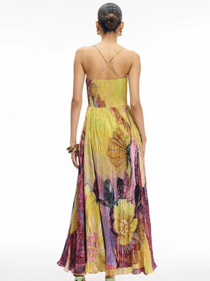 Kiara Multicolored Ikat Print Maxi Dress