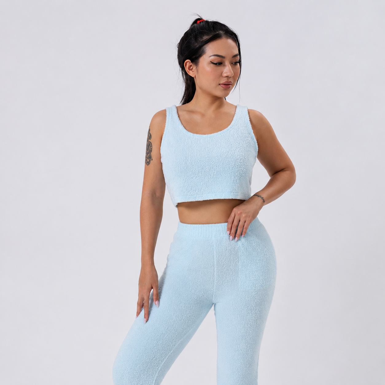 Cloudy Days™ 3-Piece Cozy Lounge Set – Matching Crop Top, Wide-Leg Pants & Cardigan
