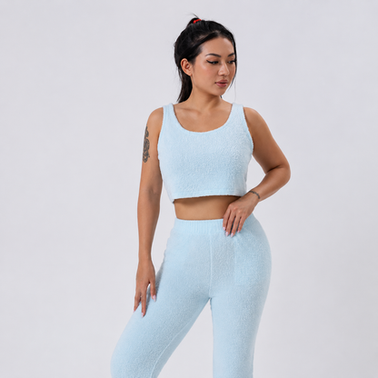 Cloudy Days™ 3-Piece Cozy Lounge Set – Matching Crop Top, Wide-Leg Pants & Cardigan