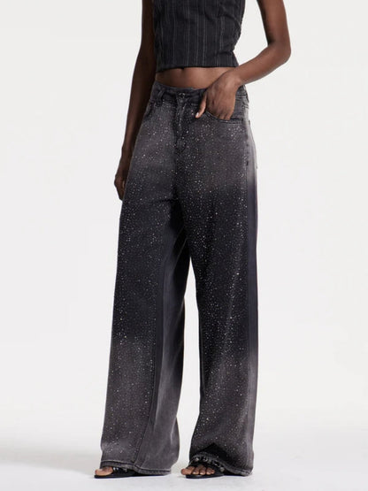 Black Rhinestone Jeans